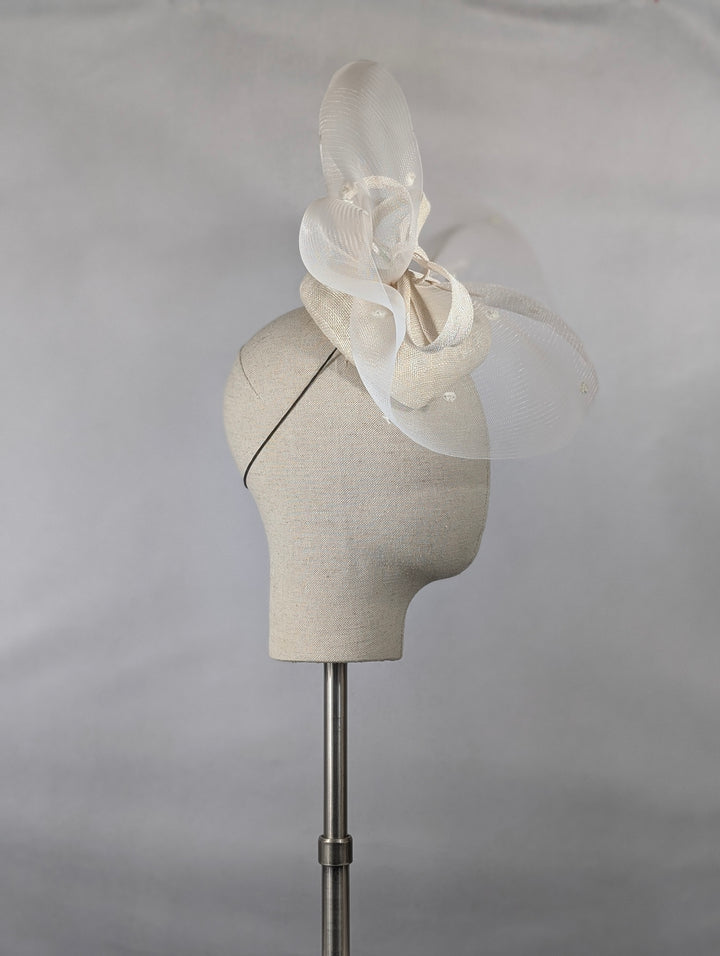 "Ivory Sweep" cocktail hat