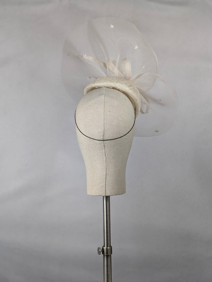 "Ivory Sweep" cocktail hat