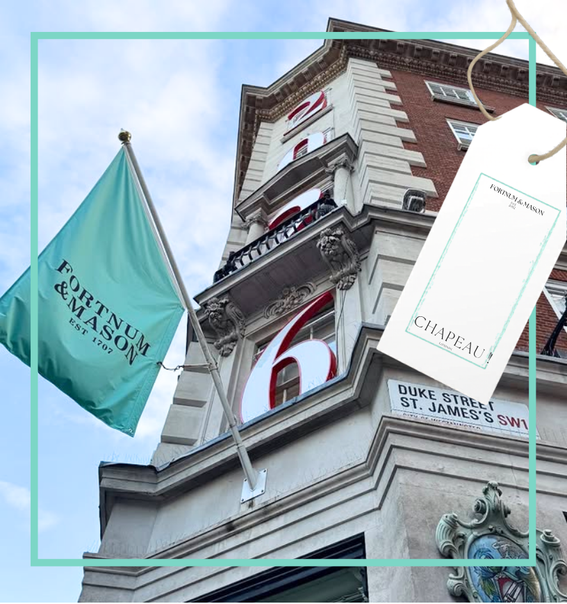 Fortnum store front image with Chapeau logo