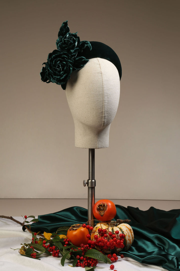 Alison Headband - Green Velvet Rose
