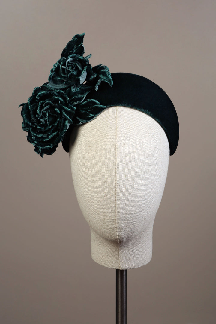 Alison Headband - Green Velvet Rose
