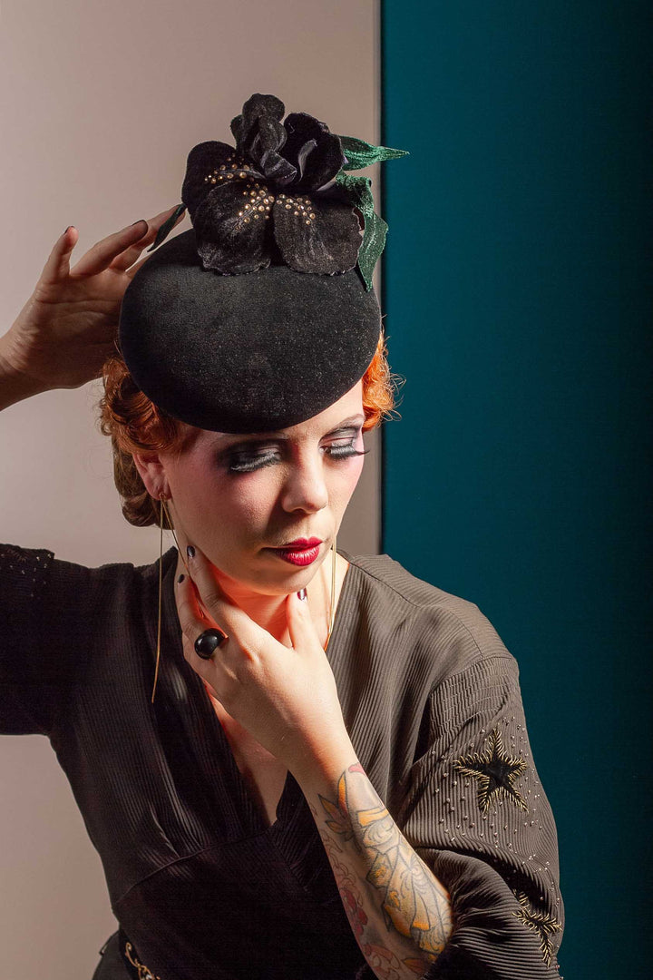 Black Iris Cocktail Hat