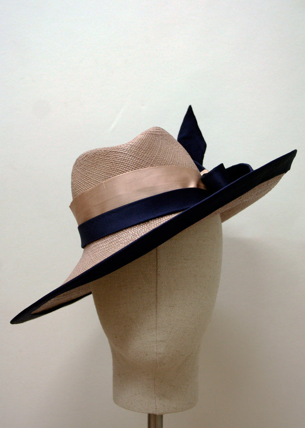 Panama hat- Dove Grey and Navy