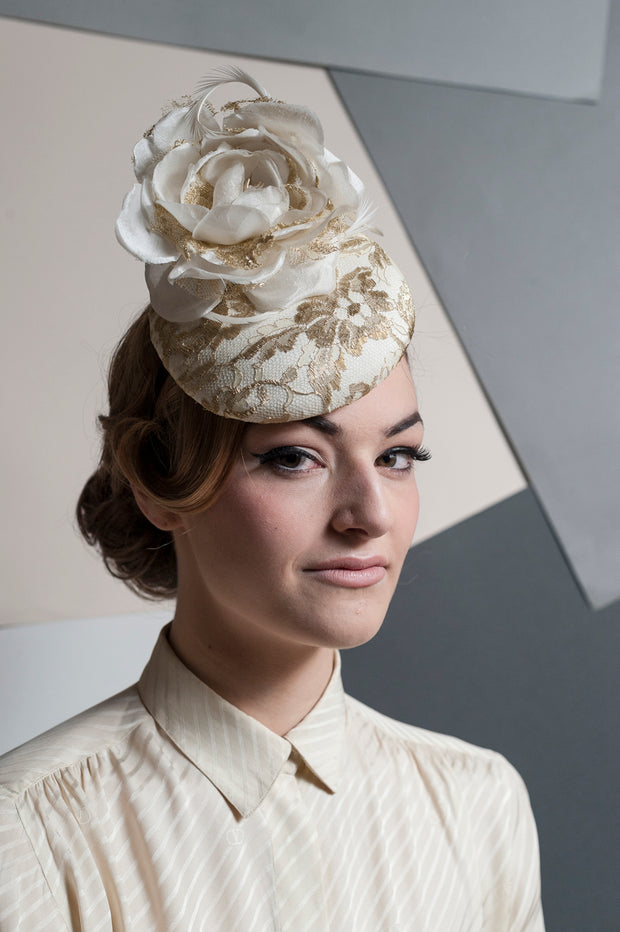 Gold&Ivory Peony Cocktail Hat