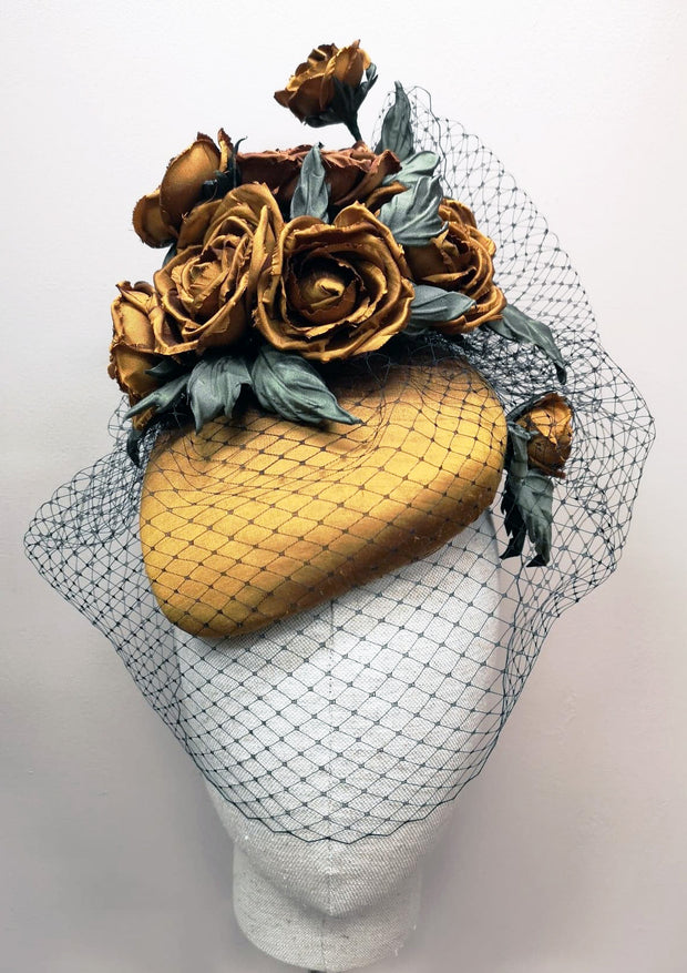 Mustard Yellow Roses Cocktail Hat