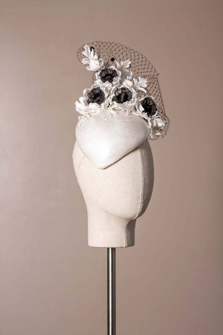 "White Anemone" cocktail hat