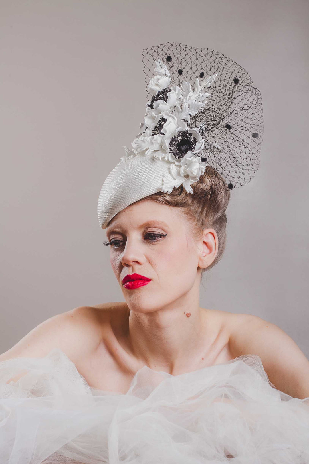 "White Anemone" cocktail hat