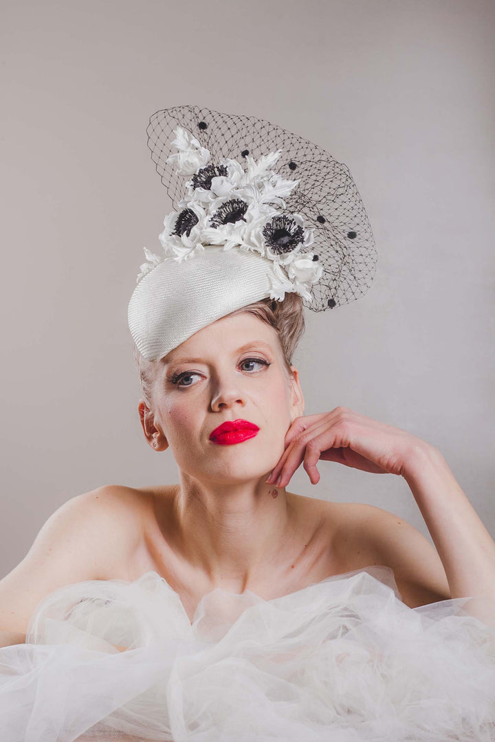 "White Anemone" cocktail hat